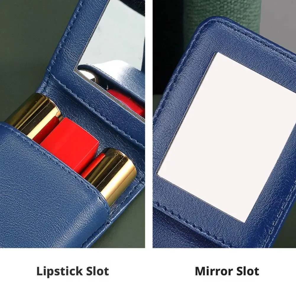 mini trousse à cosmétiques avec miroir en cuir pu, petite pochette de maquillage de voyage, pochette imperméable, organiseur de toilette de poche