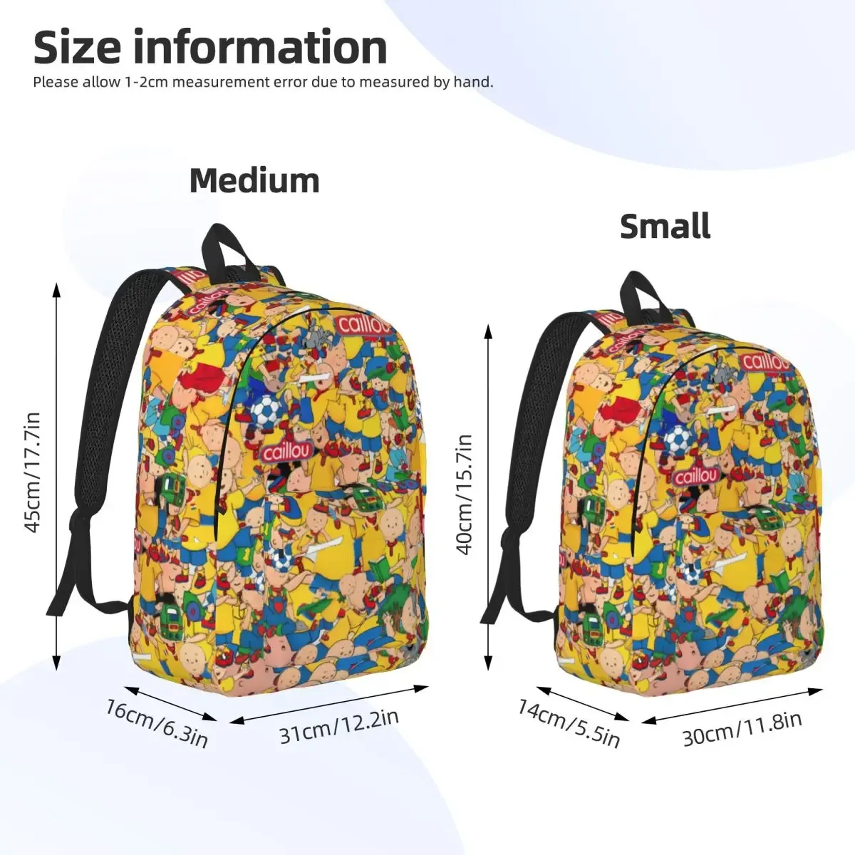baby friend c-caillou sac à dos classique avec poche sac à dos de travail pour lycée pour hommes et femmes sacs en toile pour ordinateur portable