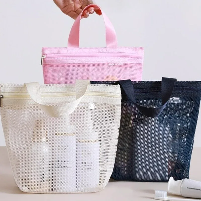 1/3 pièces sacs de rangement en maille pour maquillage et articles de toilette, sacs à main portables de voyage, organisateur suspendu pour outils de douche et de toilette, pochette cosmétique
