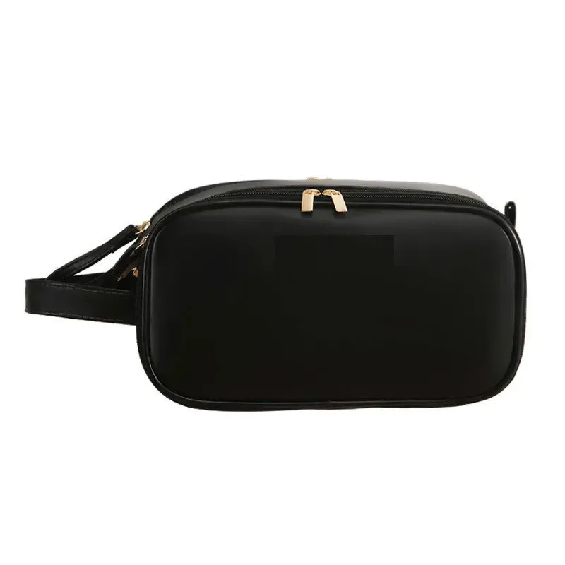 Sac de Maquillage Multifonctionnel pour Femmes en Cuir PU, Grande Capacité, Portable, Double Fermeture Éclair, Sac de Rangement pour Pinceaux de Maquillage et Articles de Toilette