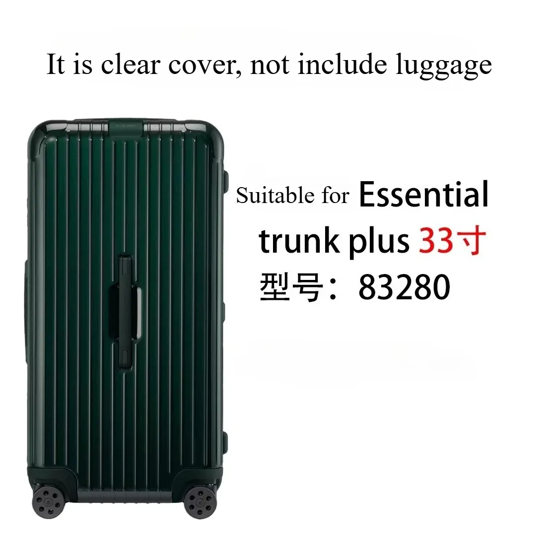 housse de protection transparente en pvc, adaptée au valise rimowa essential trunk plus, housse de protection anti-poussière épaisse de 33 pouces