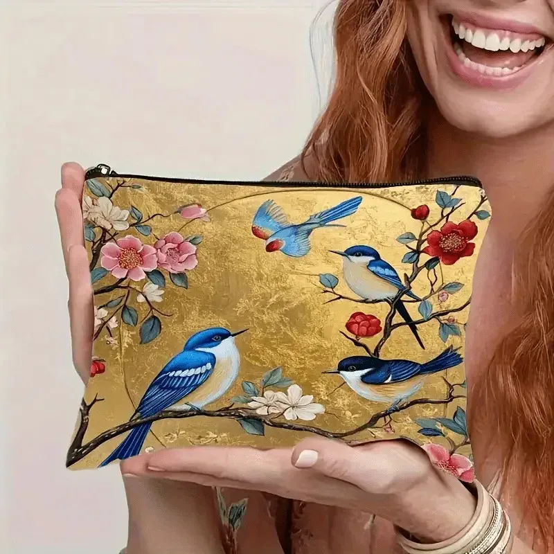 nouvelle trousse de rangement pour fleurs d'automne, sac à fermeture éclair, trousse de maquillage en lin, trousse de beauté, pochette de maquillage, étui à maquillage