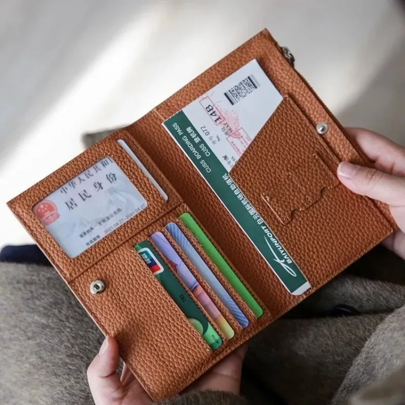 porte-passeport en cuir, portefeuille de voyage étanche pour femmes et hommes, couverture à fermeture éclair