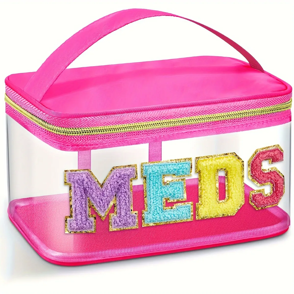 sac de rangement transparent multicolore, trousse de maquillage, sac de rangement de voyage, sac à main portable, trousse de toilette brodée de lettres