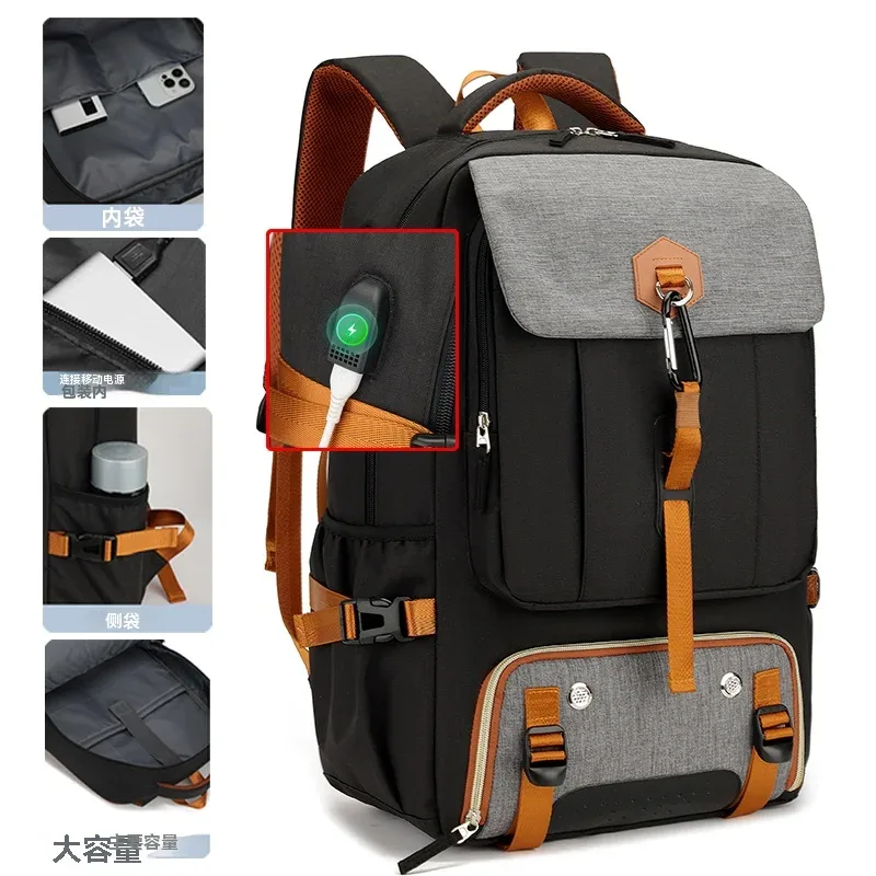 Sac à dos de voyage en plein air, sac à dos de camping imperméable de 50L pour femmes et hommes, sac à dos avec compartiment pour z