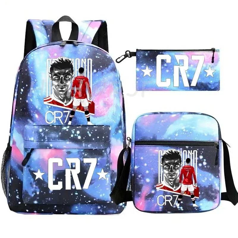 ensemble de sacs à dos imprimés sports cr7 pour adolescents, sacs d'école décontractés adaptés aux garçons et aux filles, mochilas de voyage légères