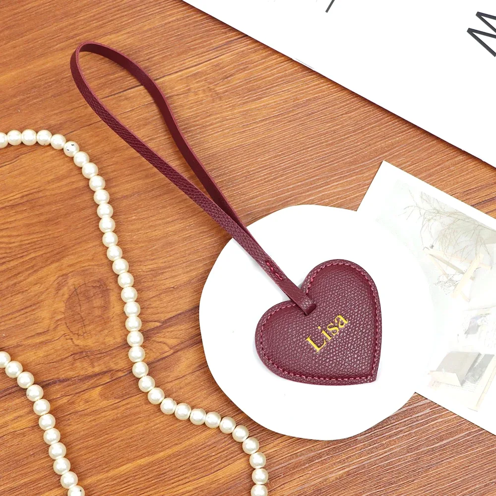 sac à bandoulière unique en cuir pu en forme de cœur créatif avec nom personnalisé, sac à dos à double épaule avec pendentif