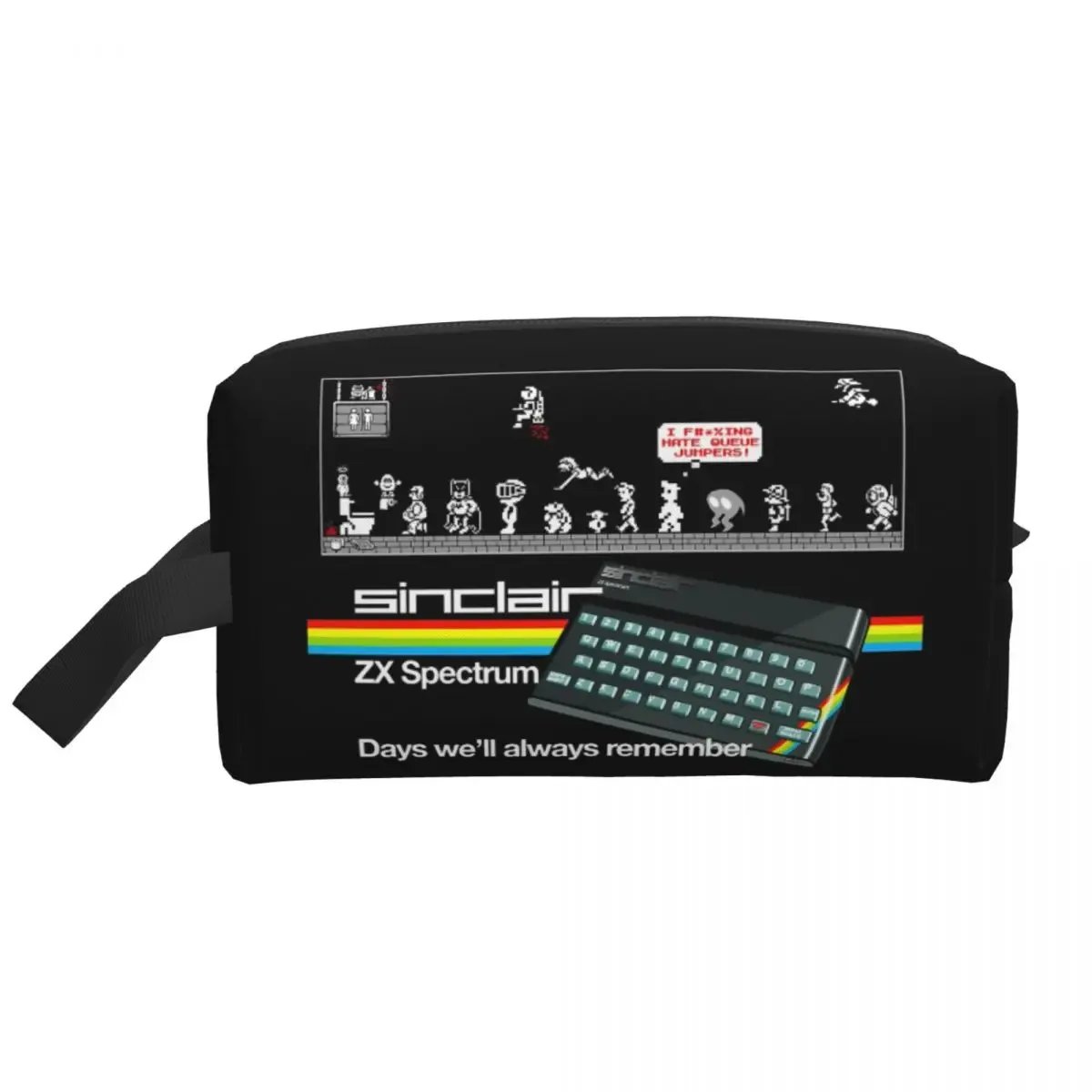 zx spectrum queue jumpers trousse de maquillage, organisateur de cosmétiques, trousse de toilette, trousse de beauté pour femmes, trousse à crayons
