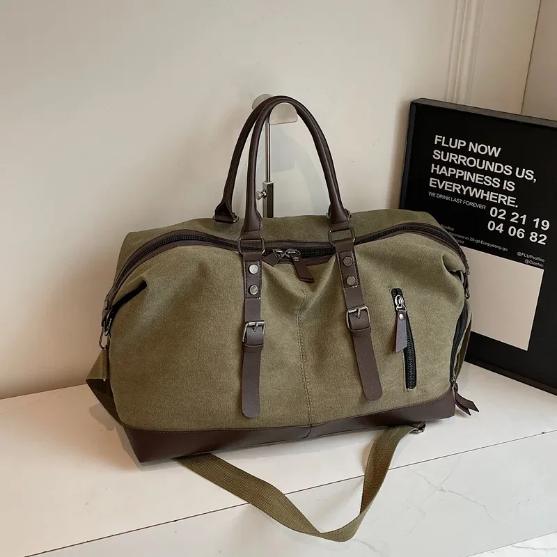 sac de voyage grande capacité tendance, sac bandoulière rétro, sac à bandoulière pour courts séjours, unisexe, en nylon résistant à l'usure, couleur unie