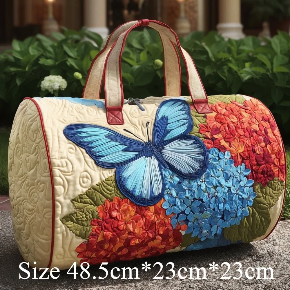 sac de voyage matelassé imprimé papillons et fleurs 3d, grande capacité, sac de voyage pour femme, bagage de week-end, sac de nuit
