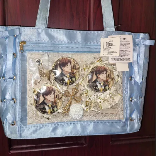 planche décorative finie pour sac ita de cosplay, insert de sac, badge, organisateur de sac à dos, ruban en dentelle, décoration artisanale pour sac ita.
