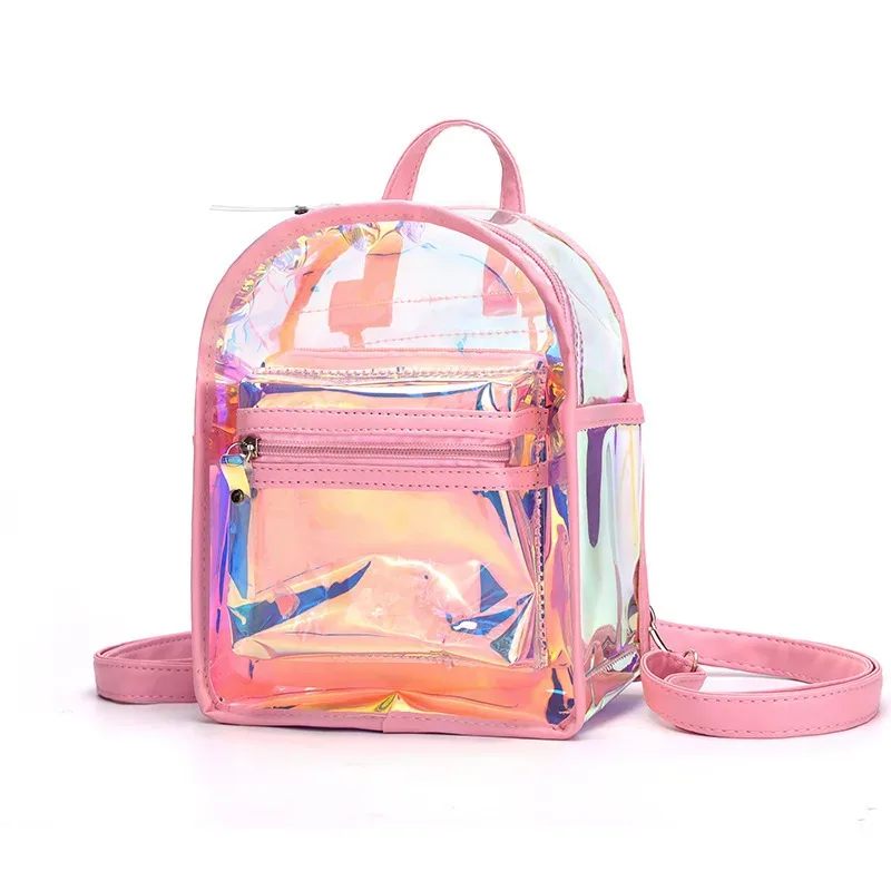 mode coréenne mini sac à dos femmes gelée transparent double sac à bandoulière mignon filles sac à main voyage en plein air petit sac pour les femmes