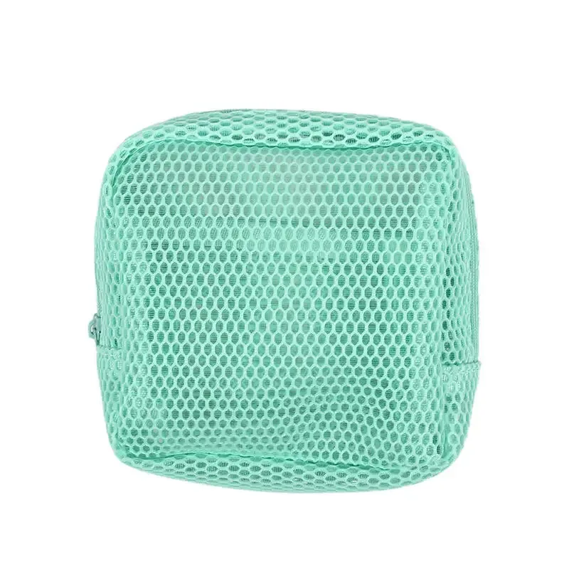 sac à cosmétiques carré en maille pour femmes, mignon, écouteurs portables, rouge à lèvres, serviettes hygiéniques, pochette de rangement, petits sacs de maquillage à fermeture éclair