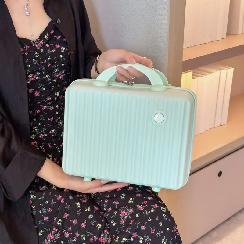 valise abs de 14 pouces, sacs à cosmétiques, étui de voyage d'affaires léger, étui d'hébergement pour étudiants, sac de rangement de maquillage, cadeau souvenir.