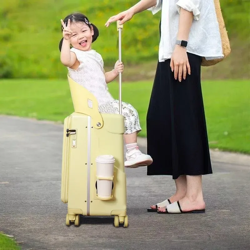 valise à roulettes pour enfants, valise à roulettes pour enfants de 20/24 pouces avec ouverture frontale, valise multifonctionnelle pour les voyages en avion