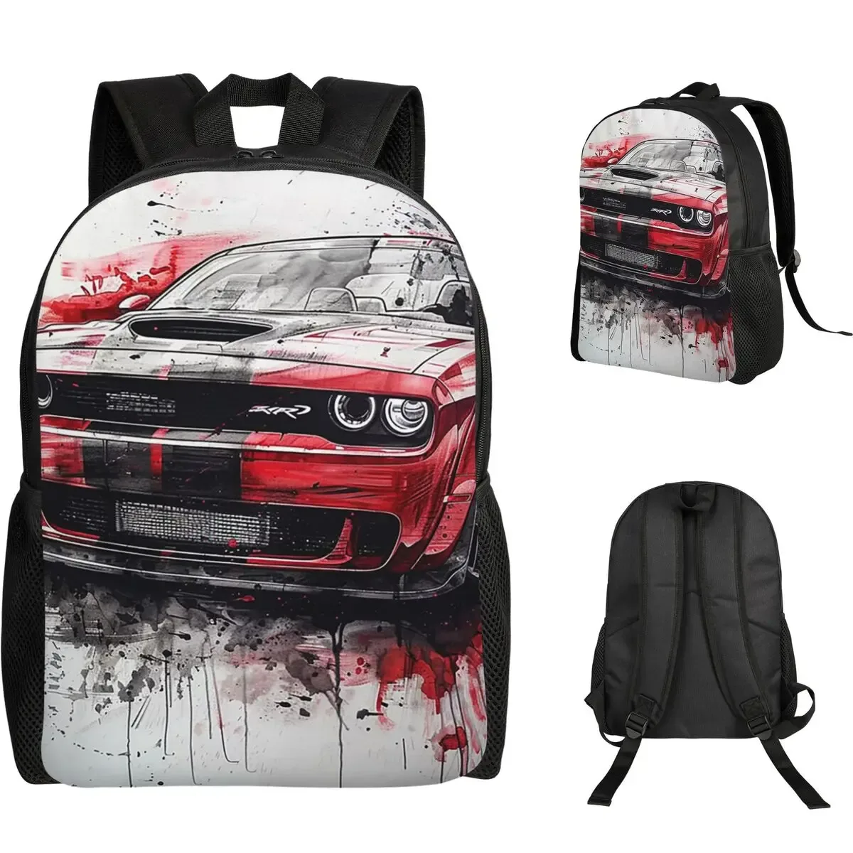 Sac à dos d'étudiant SRT Hellcat Demon Dodge Challenger, sac d'école, sac à dos de randonnée, sac de voyage, sac à bandoulière pour hommes et femmes