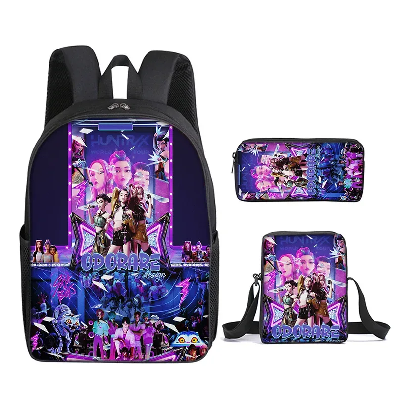 sac à dos pour enfant avec poche avant, sacs à bandoulière, trousses à crayons pour les enfants de 5 à 10 ans, sacs d'école kpop demon hunters pour garçons et filles