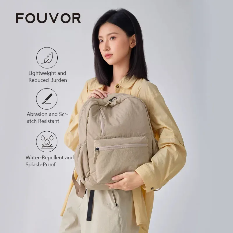 sac à dos de cabine d'avion fouvor pour femme, grande capacité, multi-poches, sac à dos tendance pour ordinateur portable, sacs à dos décontractés pour étudiants 3071-16