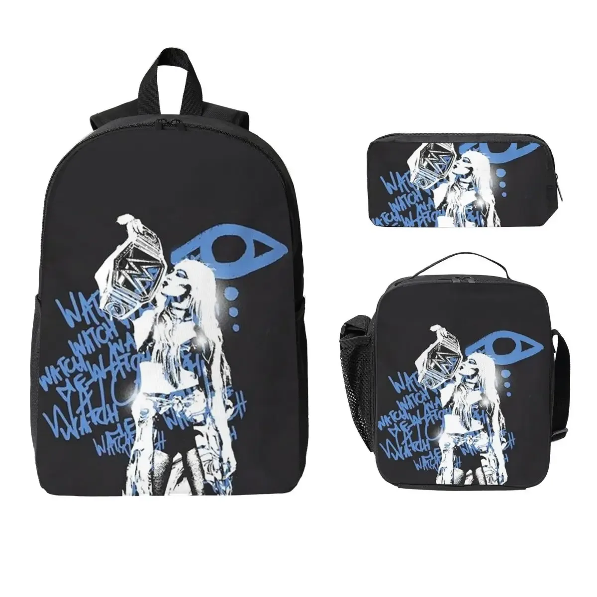 liv morgan sac à dos étudiant garçons filles bookbag sac d'école ordinateur portable sacs à bandoulière 3ps sac à déjeuner isolé trousse à crayons