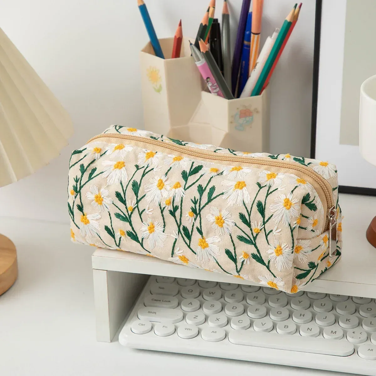 trousse de maquillage florale pour femme, trousse de beauté, broderie coréenne, poudres cosmétiques, trousse de toilette de voyage