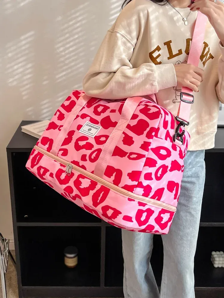 sac de voyage spacieux et durable pour femmes, avec imprimé animal, sac de sport de grande capacité en nylon, sac de nuit pour week-end