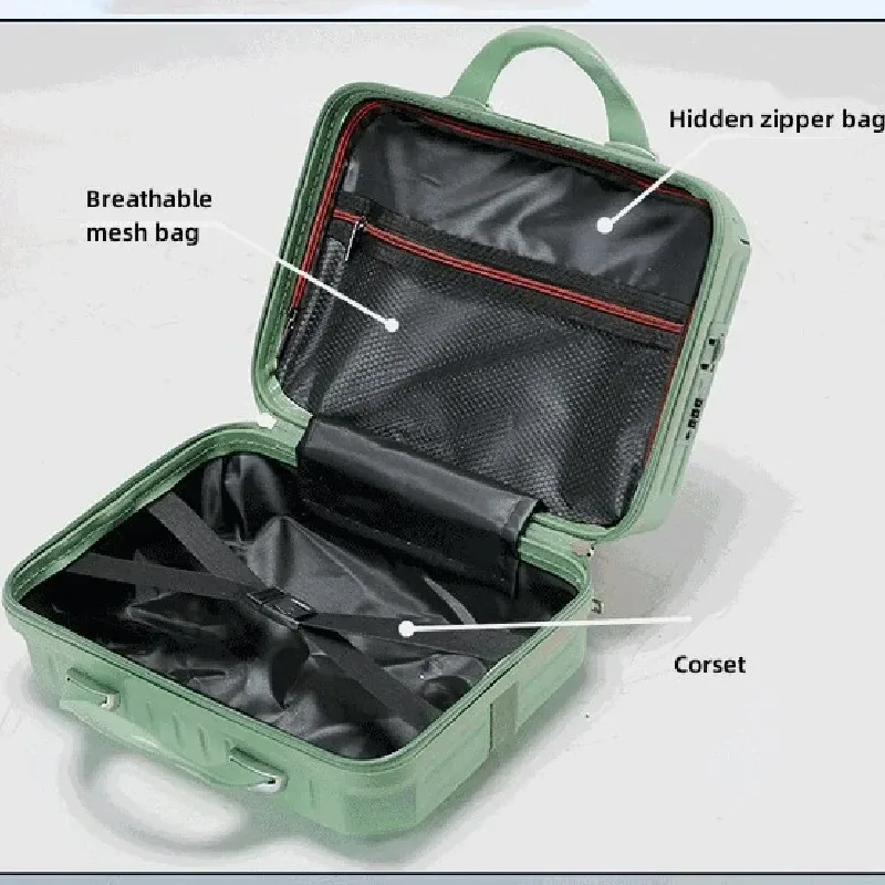 valise légère et portable de grande capacité pour femme, sac de rangement de cosmétiques à fermeture éclair, mini valise d'embarquement, 16 pouces