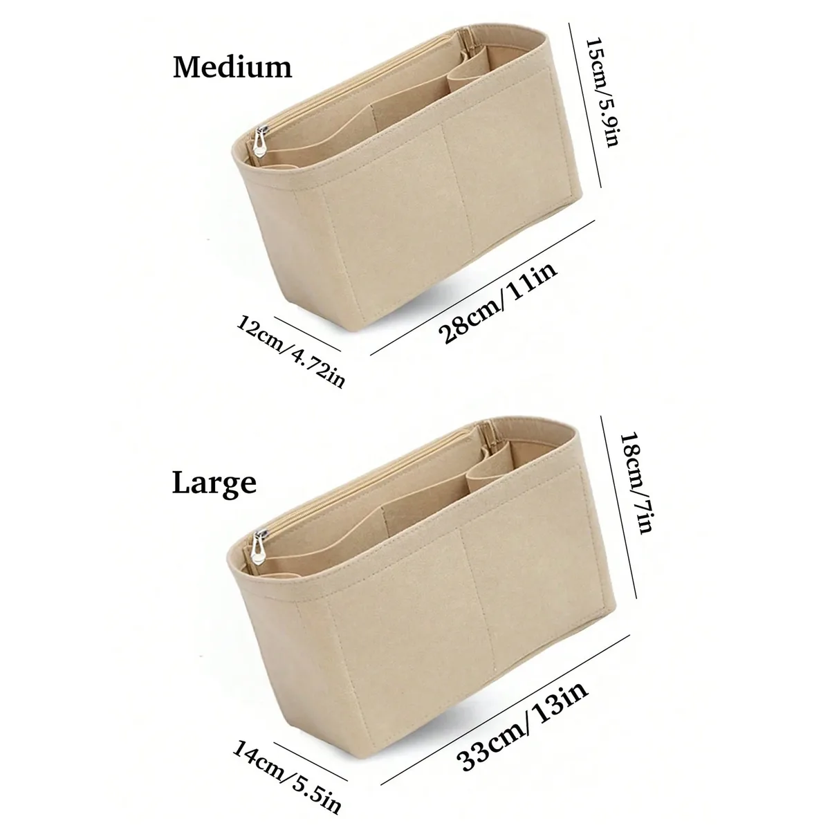 organisateur de sac fourre-tout en feutre, sac de rangement intérieur avec doublure, anti-déformation, insert intérieur multi-poches pour un rangement classifié