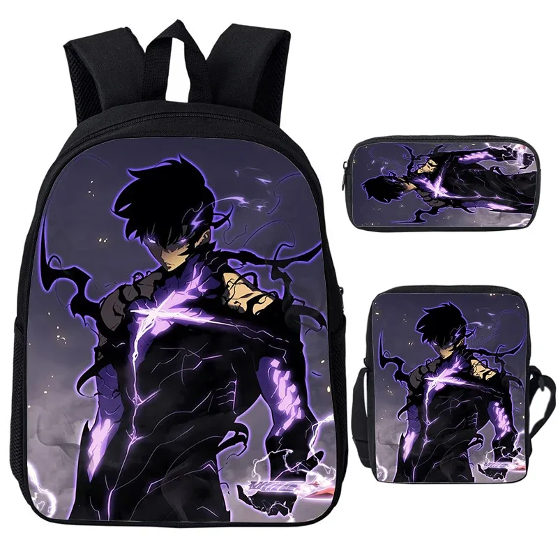 solo nivellement igris enfant sacs à dos sac à bandoulière trousse à crayons 3 pièces ensemble grande capacité sacs d'école pour garçons filles voyage sacs à dos