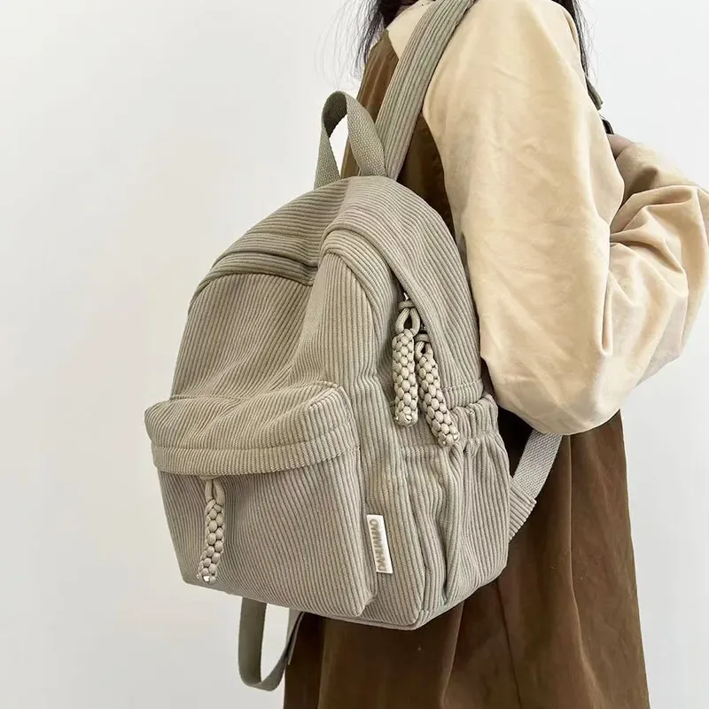 sac à dos en velours rayé pour femmes, petit sac à dos de voyage en velours côtelé pour étudiantes, nouvelle mode 2025