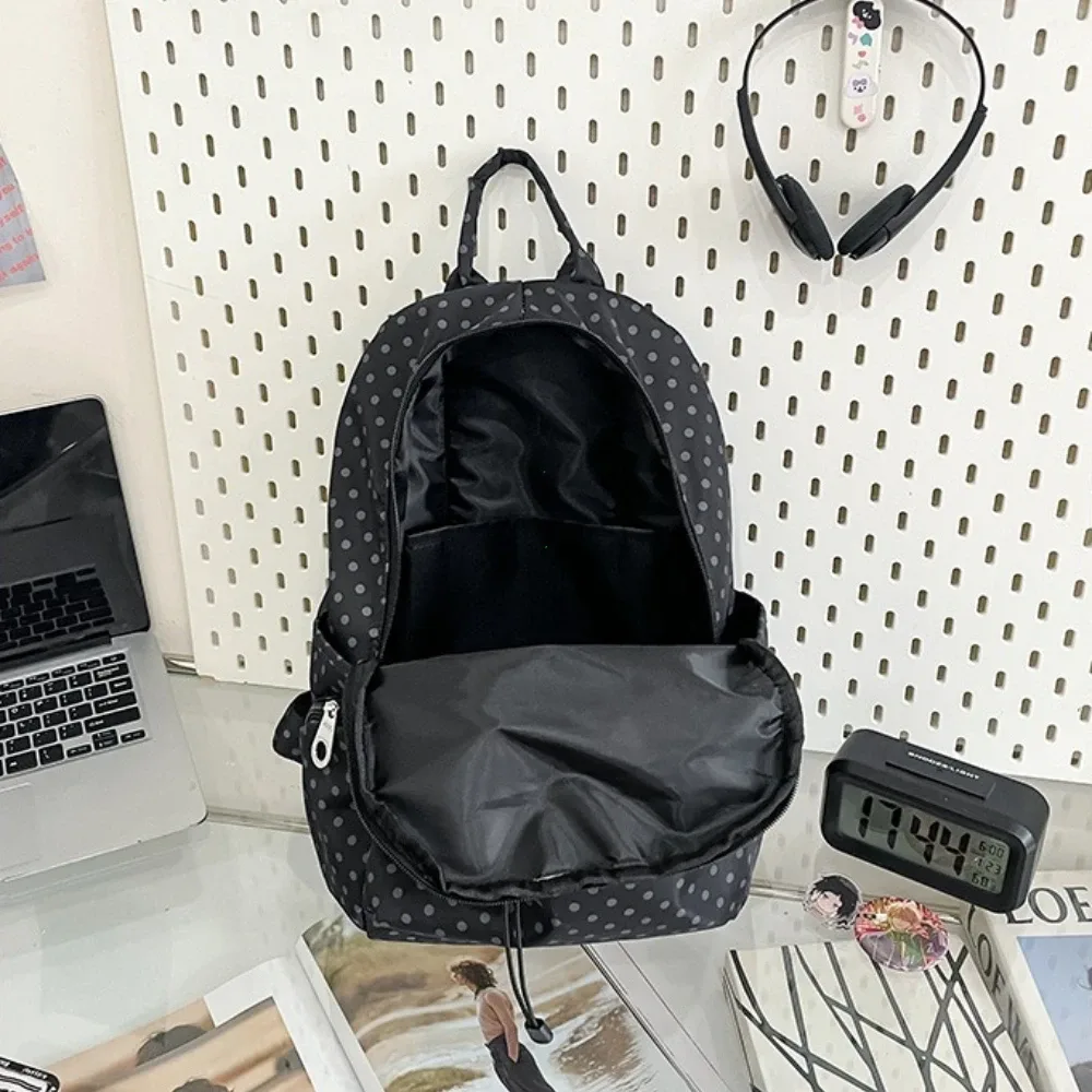 sac à dos coréen à pois pour femme, style preppy, polyvalent, léger en nylon, idéal pour étudiants, voyages et usage quotidien