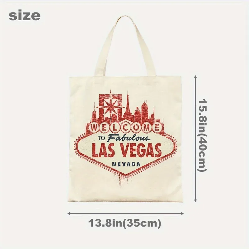 sac fourre-tout en toile 1las vegas skyline, sac de courses réutilisable, adapté à un usage quotidien, aux déplacements, aux voyages et aux cadeaux, sac de courses réutilisable