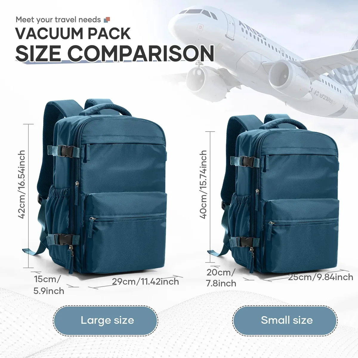 sac de cabine ryanair 40x20x25, sac à dos de compression sous vide pour homme, bagage à main, sac à dos pour ordinateur portable, sac de rangement sous vide pour vêtements 42x29x15