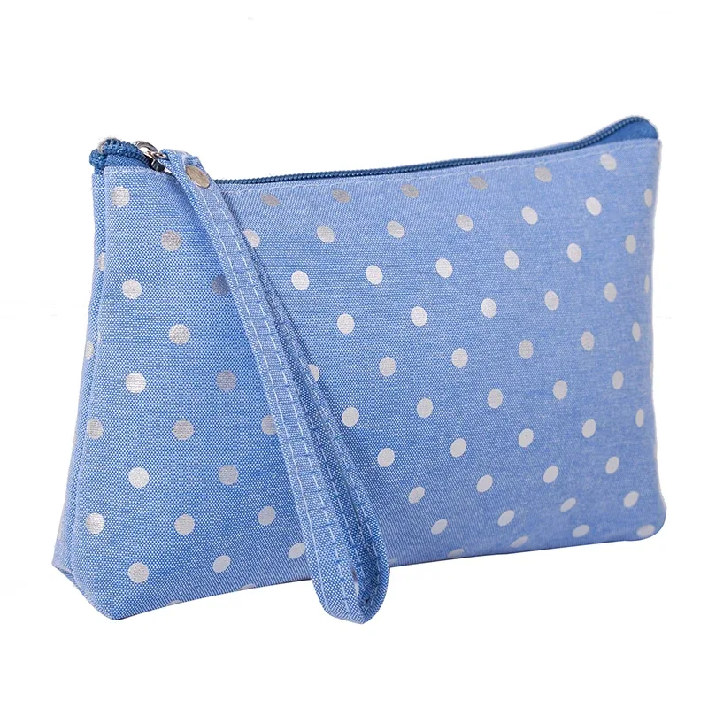 sac à cosmétiques en toile imperméable, sac à main décontracté, sac de rangement pour poudres lavables à pois