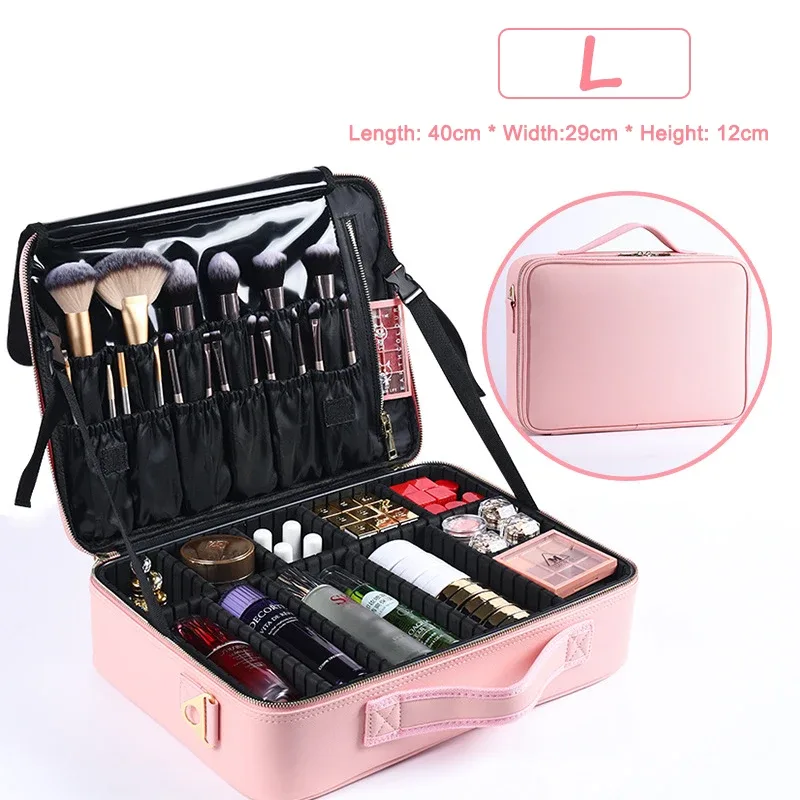 trousse à cosmétiques professionnelle pour femme, sacs à cosmétiques en cuir, oxford imperméable, grande capacité, étui de maquillage de voyage pour maquilleuse