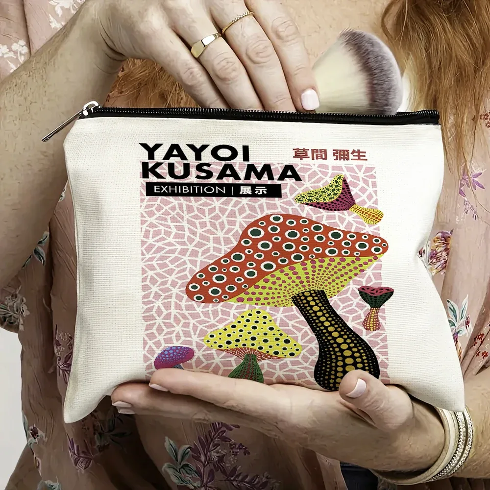 Yayoi Kusama dame sac à main de mariage sacs de maquillage Art japonais fille sac cosmétique Double impression femmes organisateur de voyage portefeuille enfant