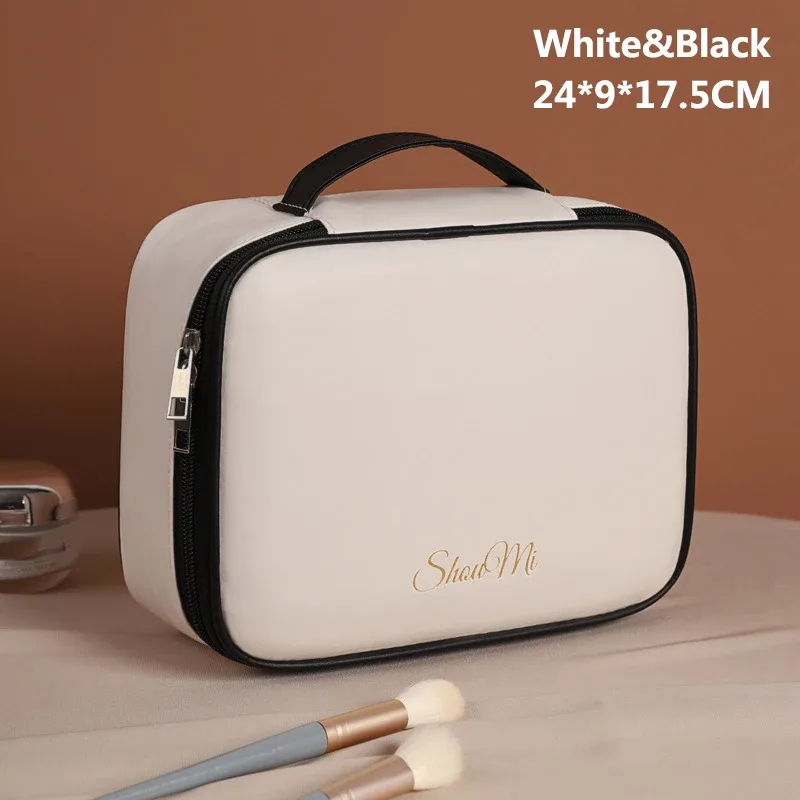 sac de maquillage fourre-tout de luxe en pu pour femmes, grande capacité, organisateur de voyage portable, sac de rangement de cosmétiques, pochette double couche pour dames