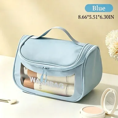 sac cosmétique transparent de grande capacité, extensible en trois dimensions, imperméable, sac de rangement pour cosmétiques en pvc portable pour les voyages