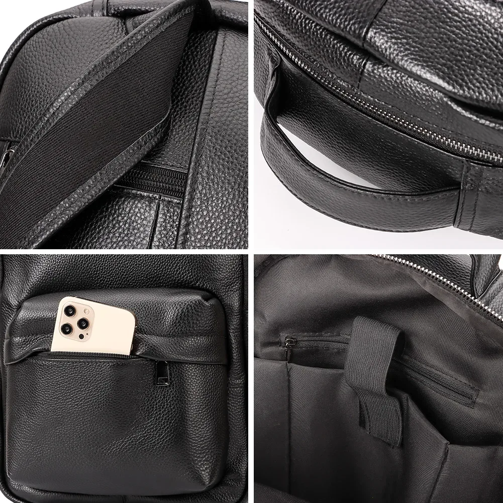 humerpaul-sac à dos en cuir couche supérieure pour hommes, cartable grande capacité pour adolescents, sac à dos pour ordinateur portable, haute qualité