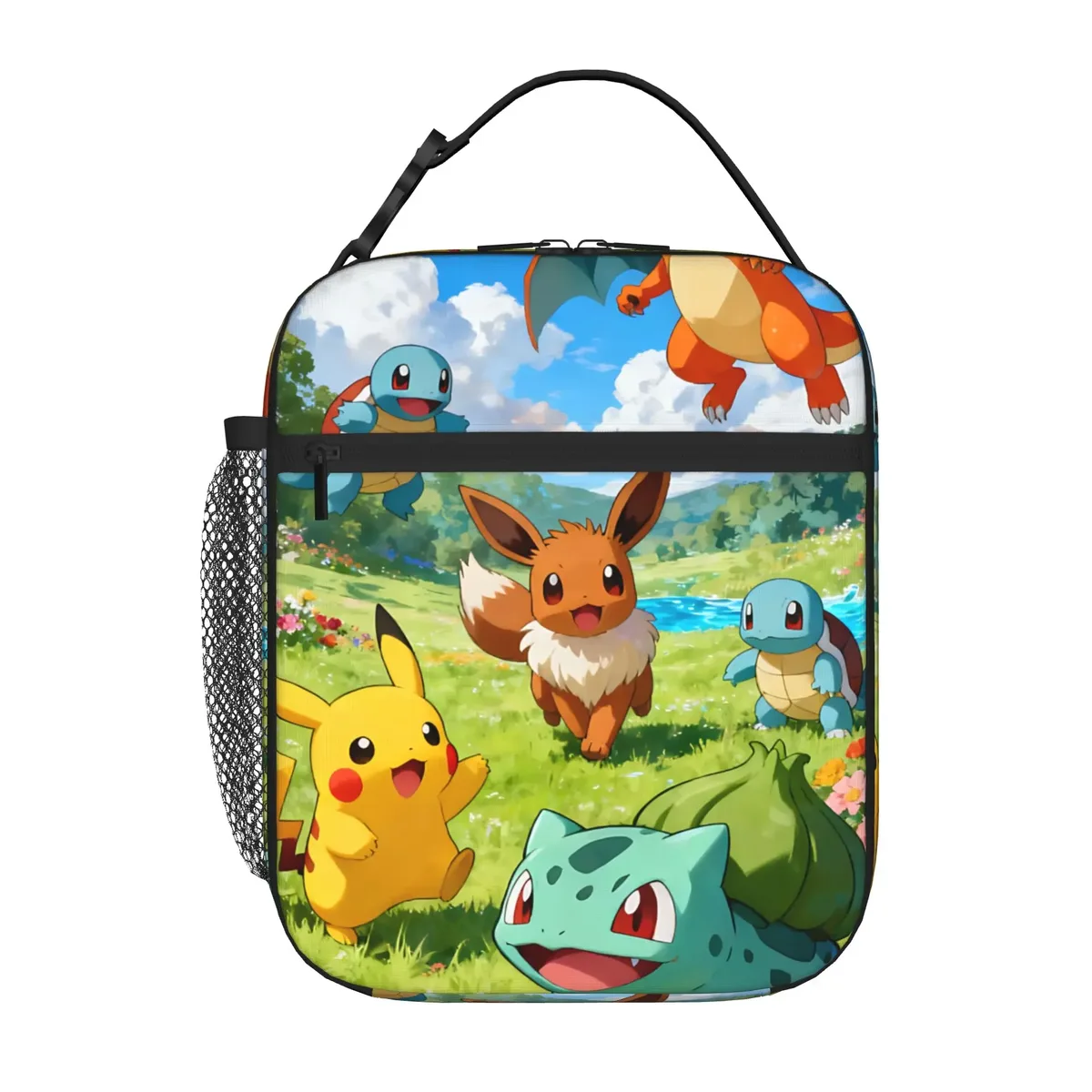 sac de rangement avec fermeture éclair, 1 pièce, pochette pour le déjeuner scolaire, boîte à nourriture pokemon, réutilisable pour le déjeuner