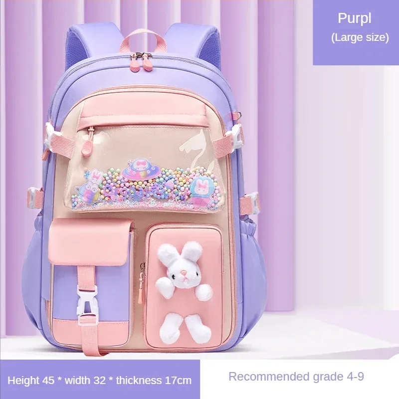 sac à dos scolaire en tissu oxford, polyester imperméable, mignon, à motif de dessin animé, pour filles, protection de la colonne vertébrale, sac à dos quotidien pour le campus et les trajets