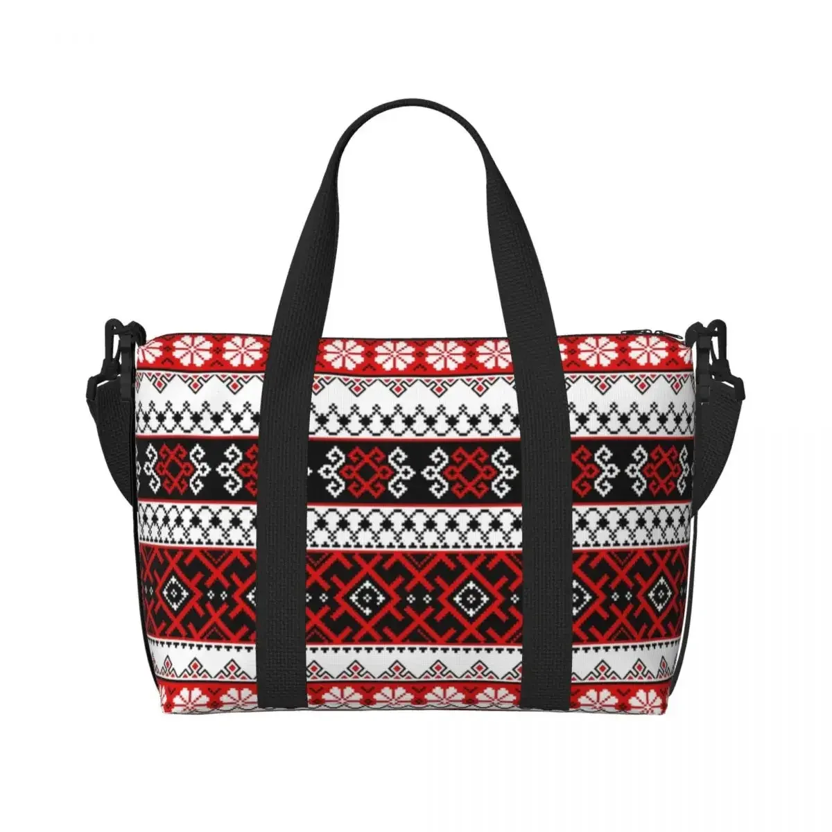 vyshyvanka – sac fourre-tout brodé pour femmes, fourre-tout coloré de style ukrainien, grande capacité, bohème, géométrique, pour salle de sport, plage, voyage