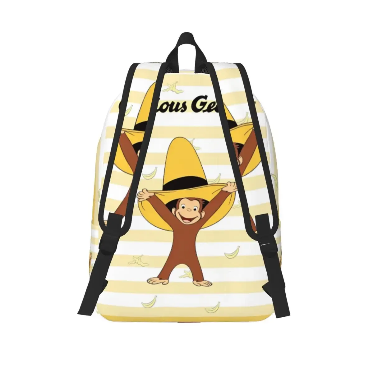 curious george monkey cartoon sac à dos pour hommes et femmes, décontracté, étudiant, travail, sac à dos, série tv, ordinateur portable, initié, extérieur