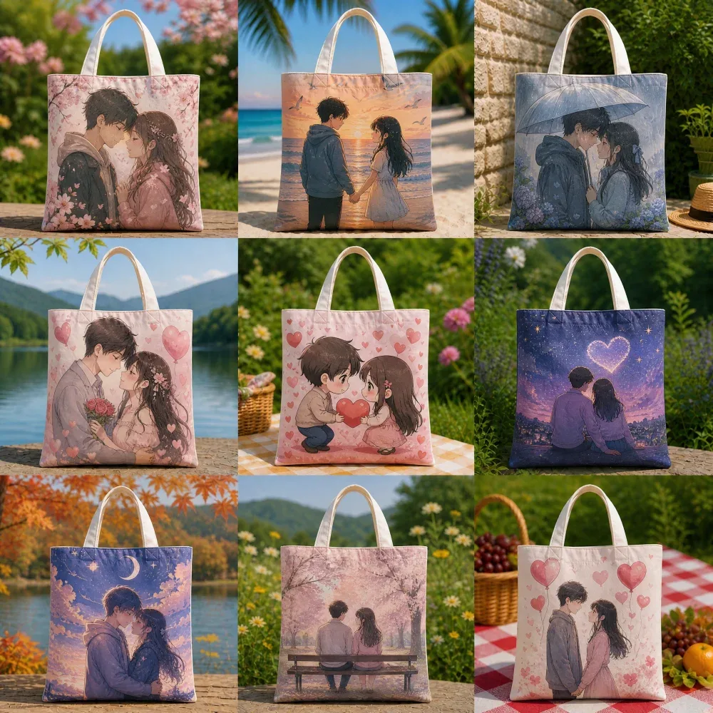 sac fourre-tout en toile de polyester personnalisé avec votre image, imprimé recto-verso, sac de voyage et de shopping tendance pour femme, cadeau d'anniversaire personnalisé