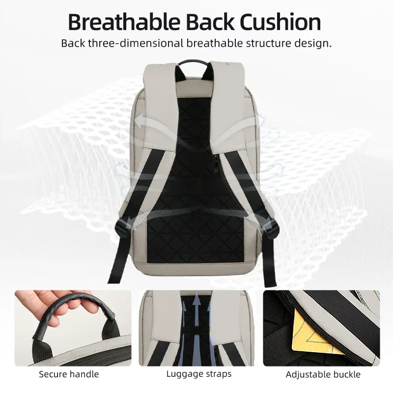 hk – sac à dos de haute qualité pour ordinateur portable de 15.6 pouces, sac à dos de voyage léger en tissu oxford imperméable pour hommes d'affaires