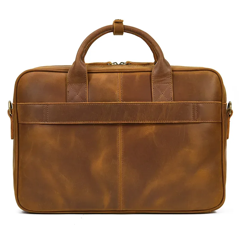 Nesitu Vintage A4 – mallette de bureau en cuir véritable noir et marron pour ordinateur portable 14 pouces, porte-documents exécutif, sac messager M3319