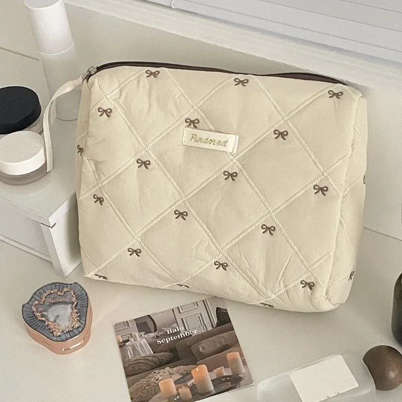 mode marron arc gâteau femmes maquillage sac à fermeture éclair grande capacité fourre-tout organisateur toilette cosmétique pochette dames maquillage sac à main 2025