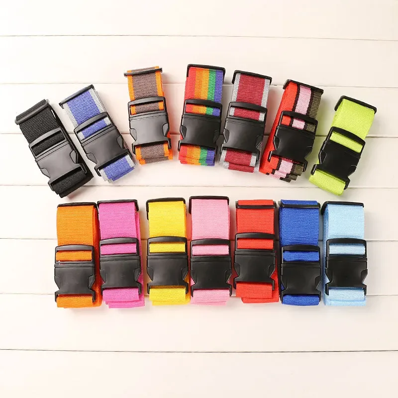 sangles de bagages de forme droite pour valise, ceinture de bagage en polyester avec boucle à dégagement réglable, accessoire de voyage