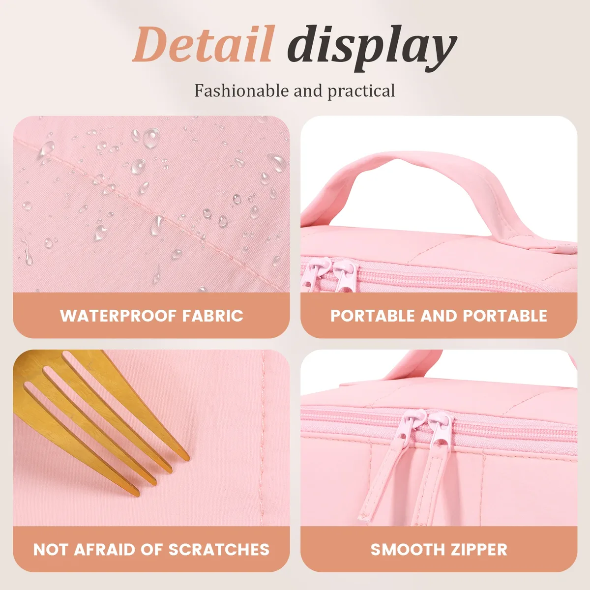 trousse de maquillage portable matelassée, sac de voyage pour femmes et hommes, trousse de toilette, organisateur cosmétique grande capacité, sac de rangement pour articles de toilette