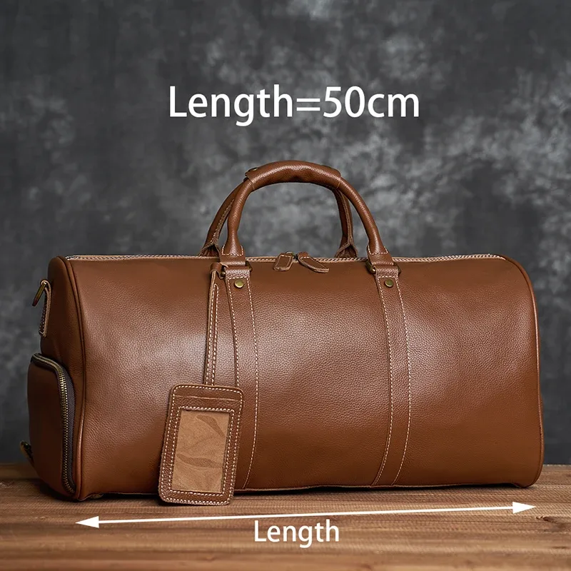 zrcx – sac de voyage en cuir véritable pour hommes et femmes, sac de transport en cuir de vache souple, bagages à main, sac à bandoulière de voyage, sac de week-end