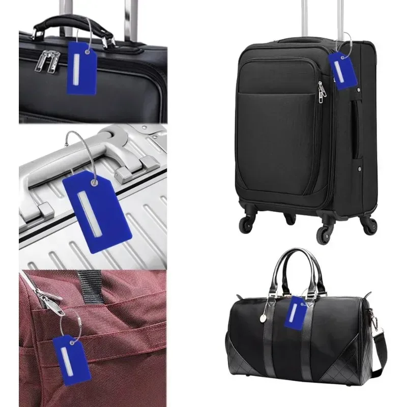 étiquette de bagage en silicone avec boucle en acier inoxydable, approuvée par la tsa, protection de la vie privée, étiquette de sac de voyage pour valises